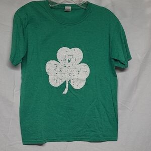 Green Tee with Shamrock Print